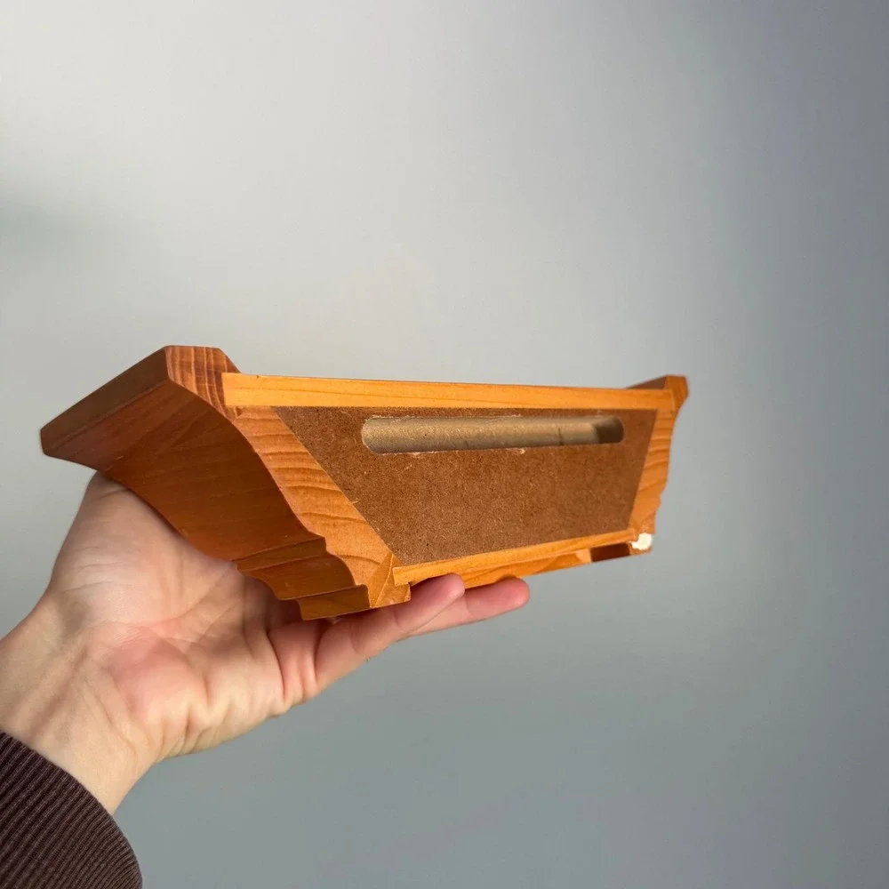 Vintage Small Mini Wood Floating Wall Shelf Ledge Honey Brown 9.5 Inch